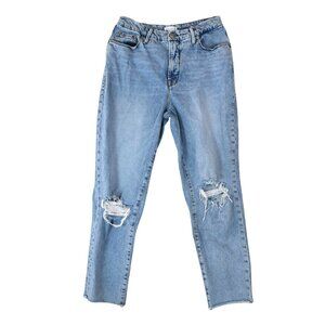 Good American Jeans 6/28 Light Wash Coastal Surfer Ripped Knee Straight Leg